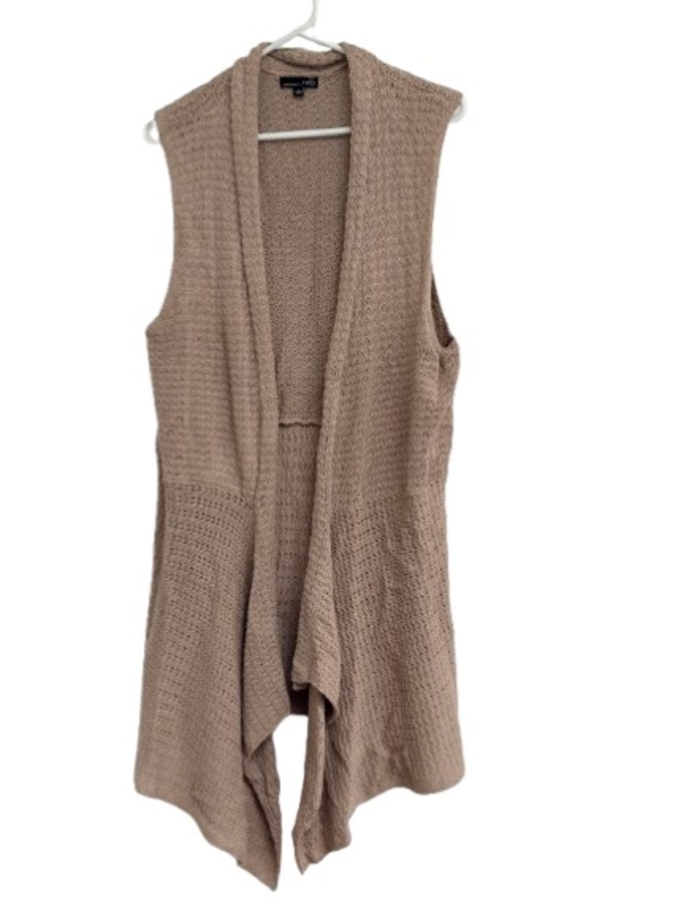 RXB Taupe Open-Front Sleeveless Knit Drape Vest